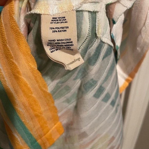 Soft Surroundings Tropical Floral Tunic - Green, Orange, Yellow - Picture 4 of 5